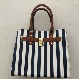 Blue and White Striped Purse